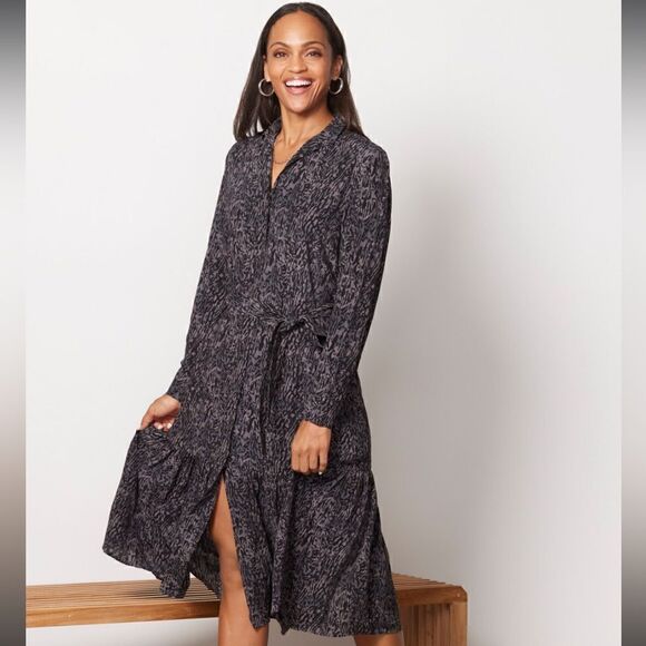 Rails Dresses & Skirts - Rails Beatrice Midi Dress in Charcoal Abstract Animal L